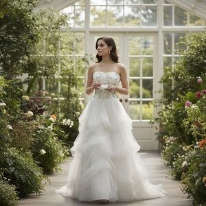 Elegant White Strapless Wedding Dress